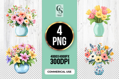 Elegant Flower Vase Arrangement clipart sublimation png Product Image 1