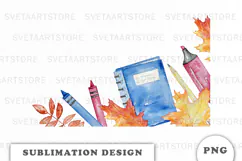 Watercolor School Supplies Frame png Product Image 1