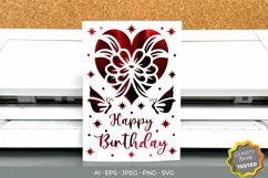 Floral Heart Birthday Card Cover & Real Product Preview Product Image 1