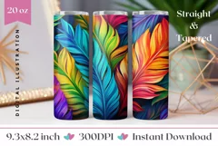 Tropical Leaves Tumbler Sublimation Design, Colorful Tumbler Product Image 1
