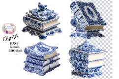 Blue Toile, Ephemera, PNG, Clipart, Junk Journal, flowers Product Image 1
