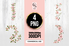 Pink Floral Frame Clipart Sublimation PNG Product Image 1