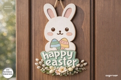 Happy Easter Bunny Door Sign Laser Cut | Wooden Door Sign Product Image 1