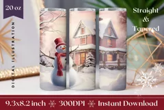 Christmas Tumbler Wrap Design, Cute Snowman Tumbler Template Product Image 1