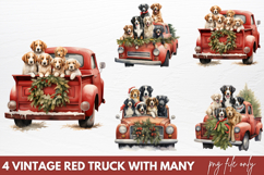 Vintage Red Truck With Many Clipart Product Image 1