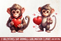 Valentines Day Animals Clipart, Valentines Couple Product Image 1