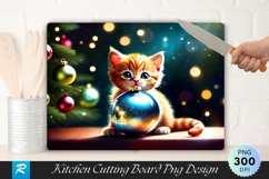 Ginger Kitten with Christmas Bauble Cutting Board PNG Product Image 1