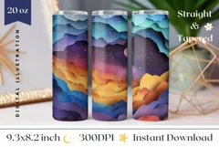 3D Space Tumbler Wrap Design, Stars Tumbler Sublimation Product Image 1