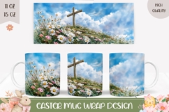 Christian Cross Mug Wrap, Christian Mug Template Product Image 1