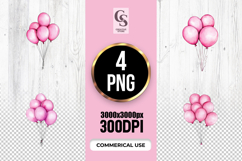 Pink Balloon Bouquet Clipart Sublimation PNG Product Image 1