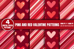 Pink And Red Valentine Digital Paper Patterns PNG Product Image 1
