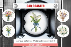 Botanical Wedding Bouquets Car Coaster Product Image 1