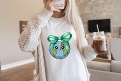 Earth day Cute Globe and Bow PNG Sublimation | Earth Day PNG Product Image 1