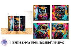 Colorful Owl Tumbler Wrap, 20 OZ Tumbler Sublimation Design. Product Image 1