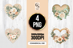 Floral Heart Frame Clipart Sublimation PNG Product Image 3
