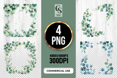 Eucalyptus Leaf Frame Clipart Sublimation PNG Product Image 1
