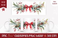 Christmas Tree Branch Mug Design, Winter Mug Sublimation Product Image 1