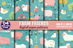 Farm Friends Digital Paper Background PNG Product Image 1