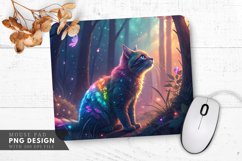 Enchanted Rainbow Cat Glowing Forest Mouse Pad PNG Design Product Image 1
