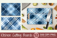 Winter Blue Plaid Cutting Boards sublimation Design Product Image 1