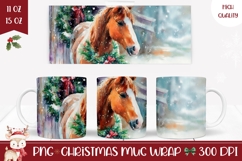 Watercolor Christmas Horse Mug, Winter Animals Mug Design Product Image 1