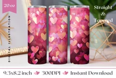 Love Hearts Tumbler Design, Valentine Tumbler Sublimation Product Image 1