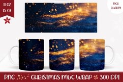 Christmas Mug Sublimation, Gold Glitter Mug Wrap Design Product Image 1