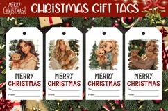 Winter Gift Tag Design, Cartoon Christmas Girl Gift Tags Product Image 1