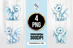 Cute Blue Dragon Clipart Sublimation PNG Product Image 1