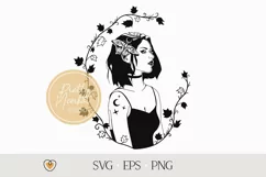 Goth Girl with Moth svg, Magical svg, Witchy svg, png files Product Image 1