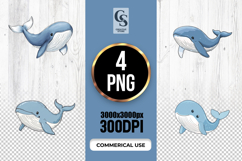 Cute Blue Whale Clipart Sublimation PNG Product Image 1
