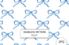 Blue Ribbon Bow Seamless Pattern, Digital Paper Product Image 1