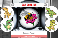 Car Coaster Bee on Flower Product Image 1