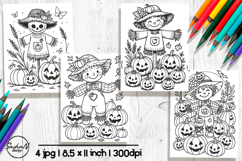 Cute scarecrow Halloween coloring pages Product Image 1