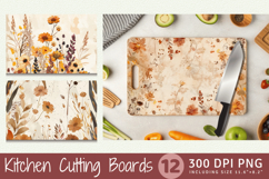 Boho Dried Flowers Cutting Boards sublimation Design Product Image 1