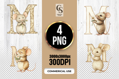 Cute Mouse Alphabet Letter M Clipart Sublimation PNG Product Image 1