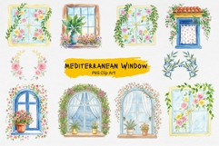 Watercolor Mediterranean Window Clipart Product Image 1
