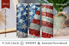 Patriotic Tumbler Wrap, Glitter American Tumbler Template Product Image 1