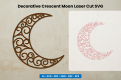 Decorative Crescent Moon Laser Cut SVG Product Image 2