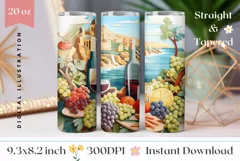 3D Wine Tumbler Wrap Design, 3D Summer Tumbler Sublimation Product Image 1