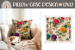 White Pillow Design, Vintage Flowers Pillow Template Product Image 1