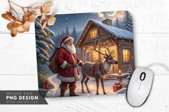 Santa and Reindeer by the Cabin Mouse Pad PNG Product Image 1