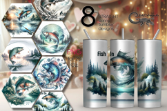 Fish on | 8 fishing skinny tumbler Sublimation designs Product Image 1