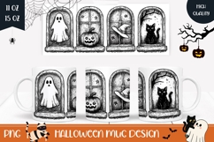 Halloween Pumpkin Mug Wrap, Halloween Ghost Mug Design Product Image 1