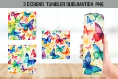 Colorful Butterfly Tumbler Wrap Sublimation Designs Product Image 1