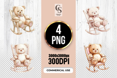 Teddy Bear Rocking Chair Clipart Sublimation PNG Product Image 1
