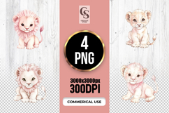 Cute Baby Lion Watercolor Clipart Sublimation PNG Product Image 1