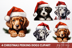 Christmas Peeking Dogs Clipart Sublimation Product Image 1