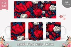Red Tulips Mug Wrap, Colorful Mug PNG, Flowers Sublimation Product Image 1