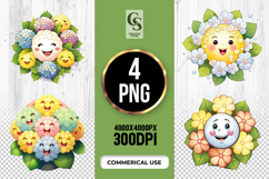 Cute Flower Faces Clipart Sublimation PNG Product Image 1